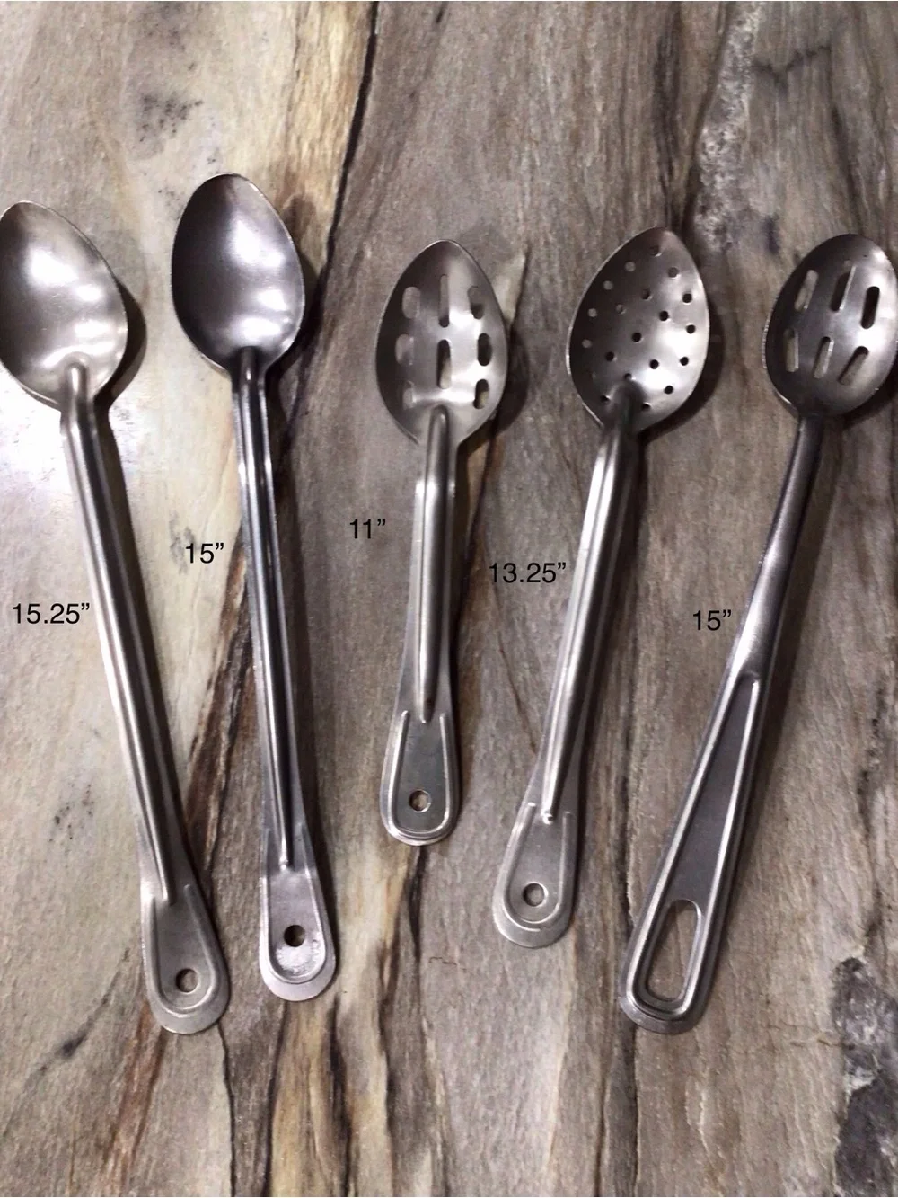 Set of 5 Vintage Stainless Steel Serving Spoons AP-1033 AP-1015 Japan #821 Korea